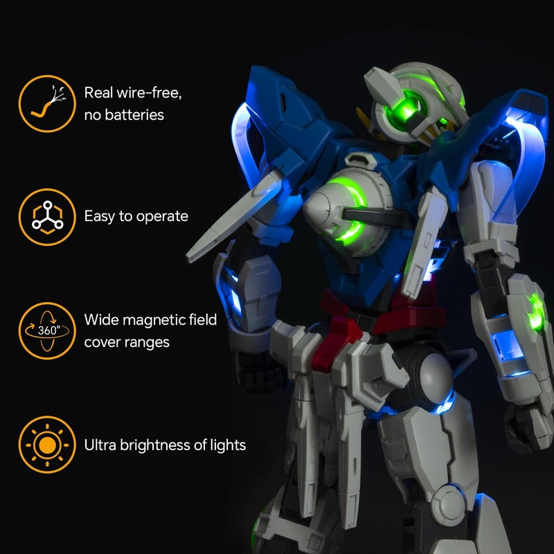 LBASE Wireless LED Light Set Compatible for Gundam PG MG RG HG MGSD Q Models, Wireless Induction LED Lamp Beads, Model Add Lights (-4th & Display Stand) - Image 4